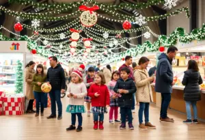 Children celebrating at the Shrimp and Gifts event in Baltimore.