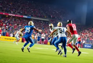 Pittsburgh Steelers and Miami Dolphins players in action during a football game