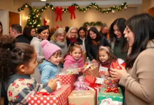 Children selecting gifts at the Super Store event organized by Catholic Charities of Baltimore