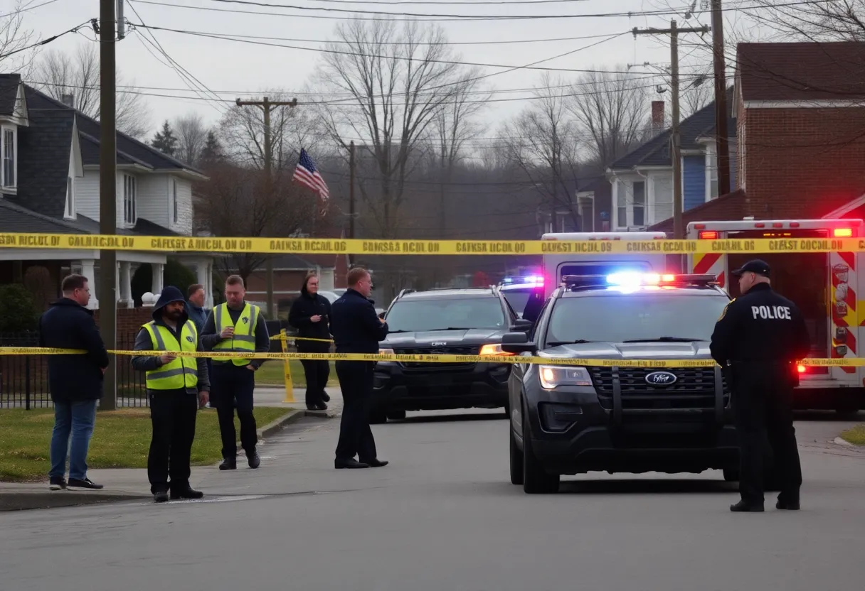 Police and emergency responders at the scene of the mass shooting in Towson, Maryland.