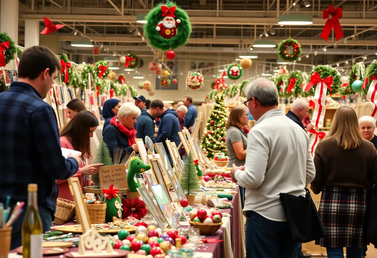Vibrant atmosphere at the UMB Holiday Craft Fair with handmade crafts and local artisans