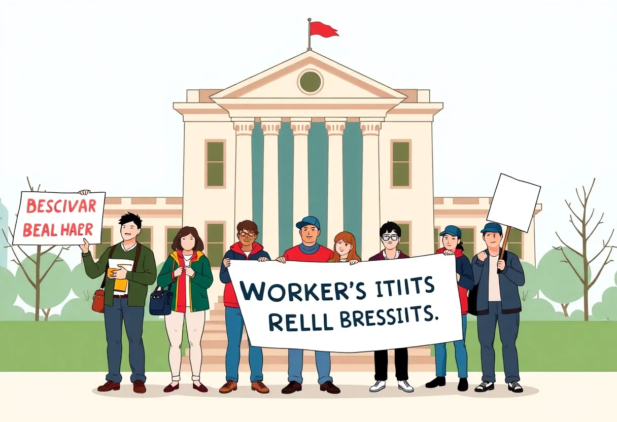 Unions protesting outside Baltimore City Hall for health benefits negotiations