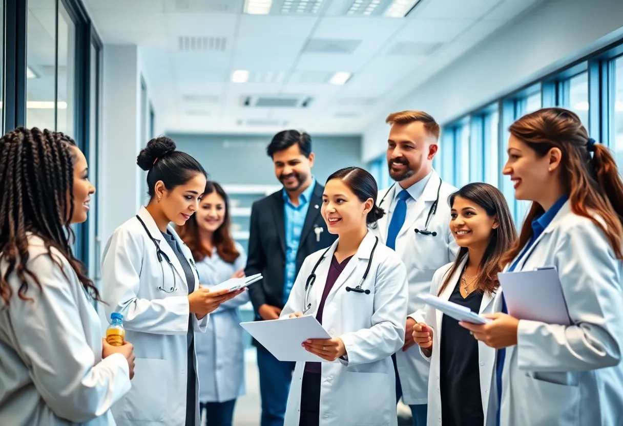 Professionals collaborating in a healthcare office