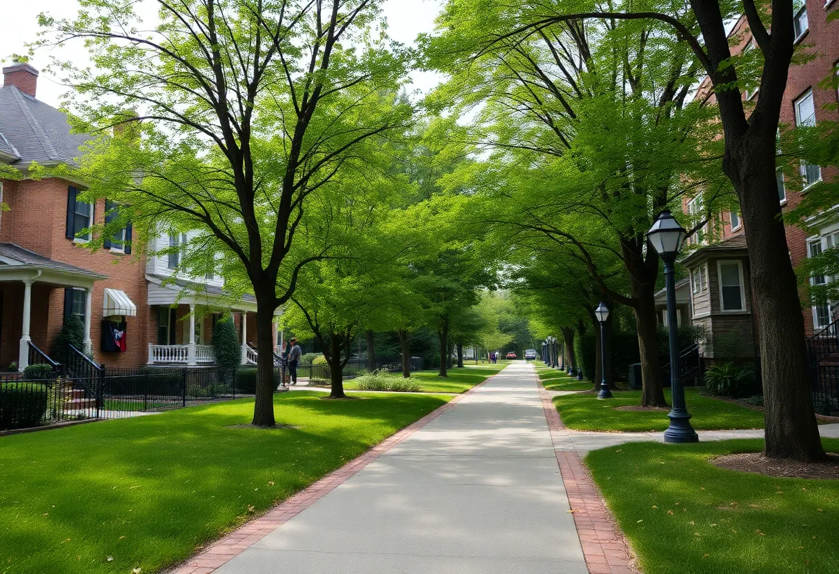 Pathway for walking meditation surrounded by greenery in Baltimore