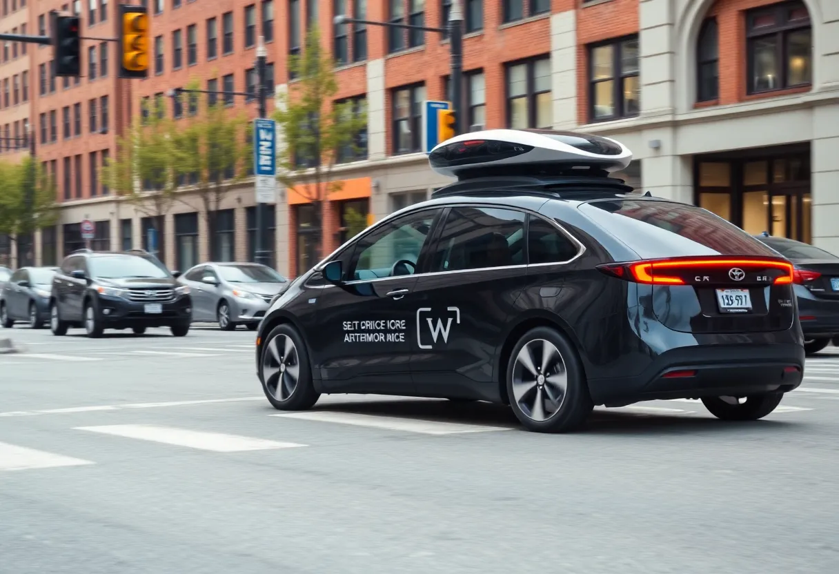 Self-driving car moving through Baltimore streets
