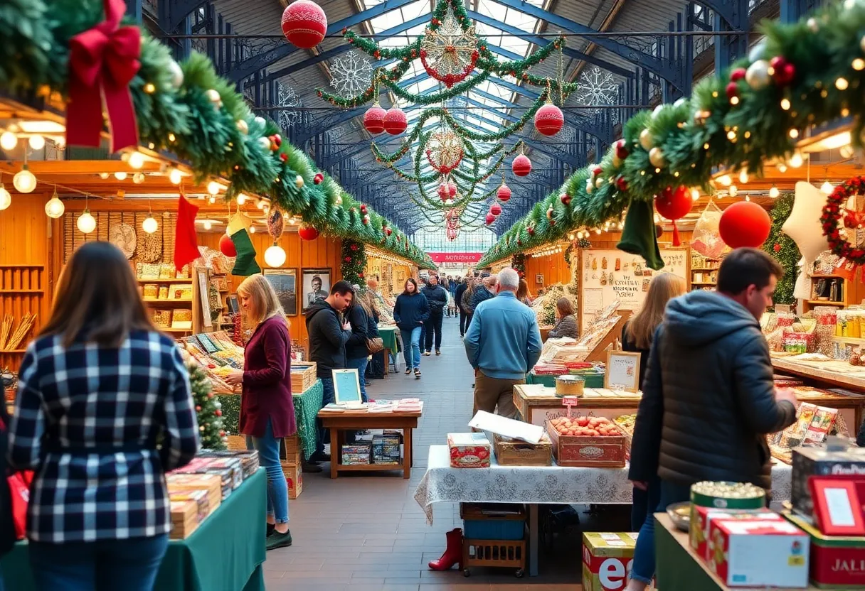 Holiday pop-up market featuring local businesses in Baltimore.