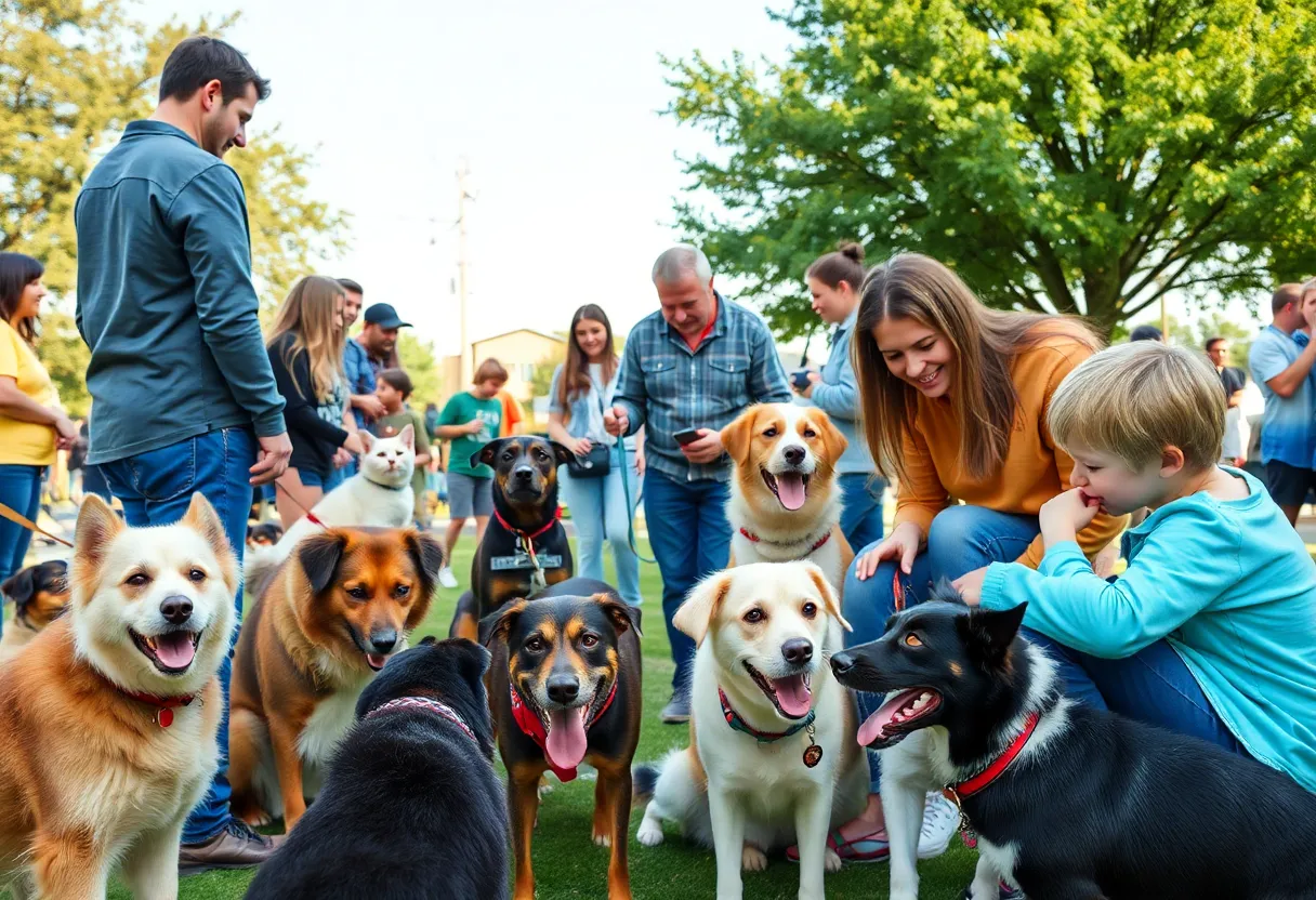 Families and pets at the Adopt-a-Thon event in Baldwin