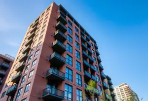 Modern apartment tower near Camden Yards in Baltimore.