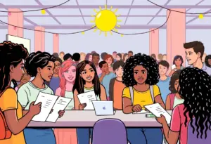 Students applying for scholarships at APGFCU event