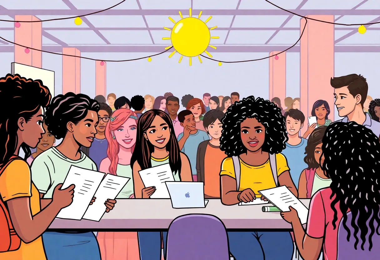 Students applying for scholarships at APGFCU event