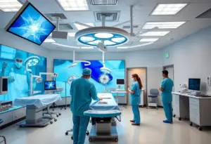 Interior view of the AI-powered Surgical Performance Center with training simulation suites.