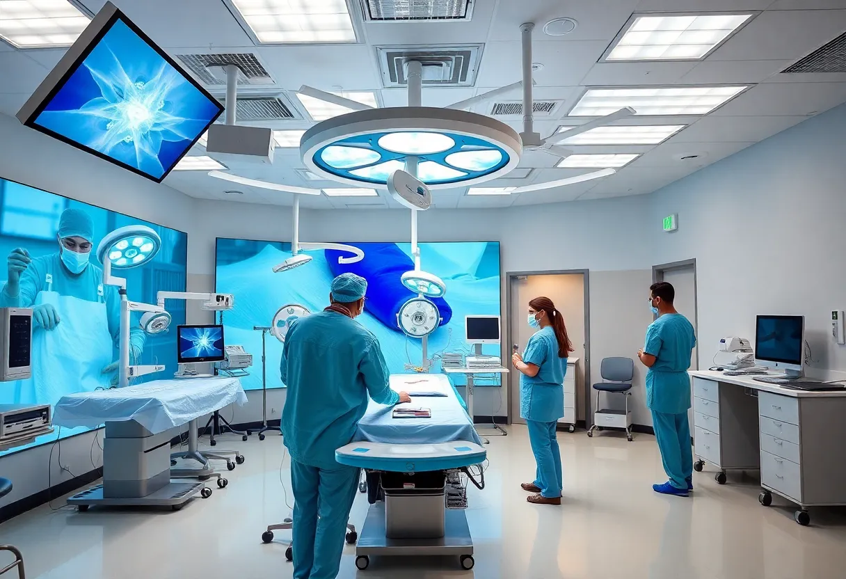 Interior view of the AI-powered Surgical Performance Center with training simulation suites.