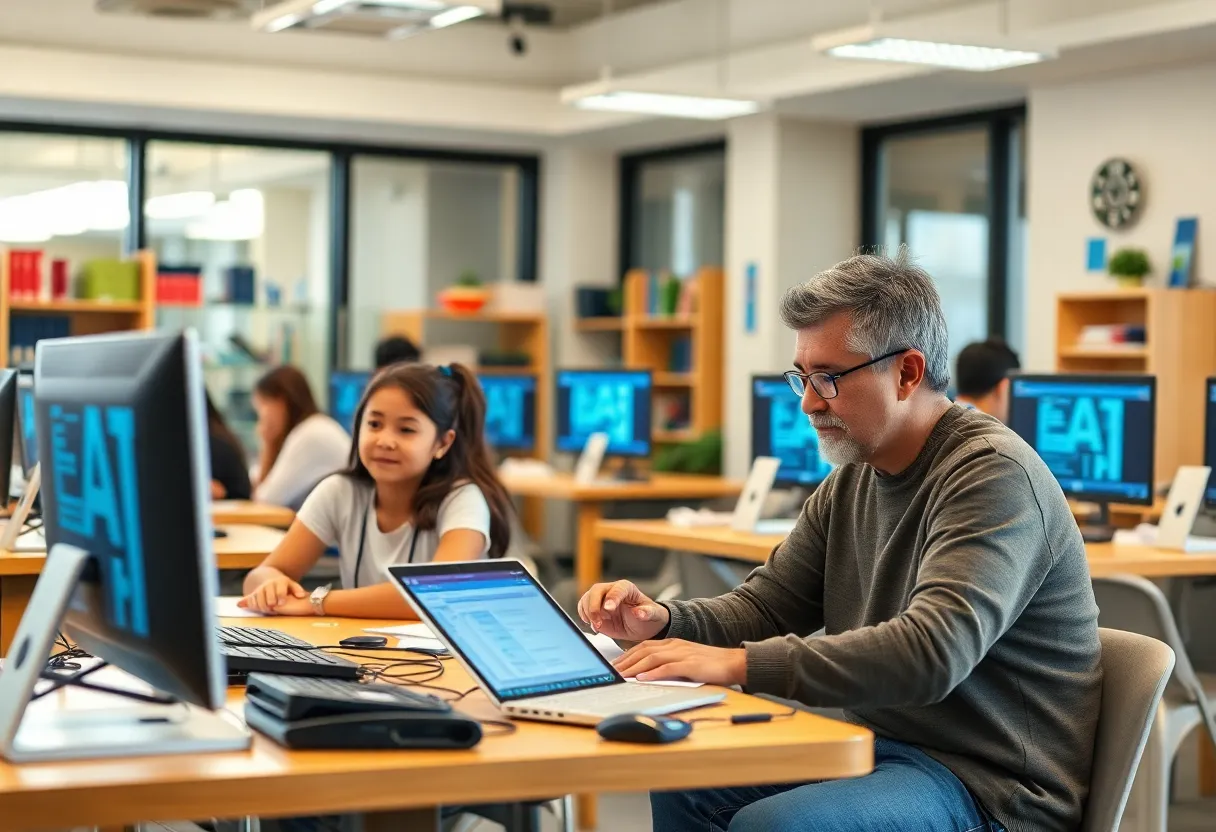 Youth and seniors learning AI skills at the Baltimore Resource Lab