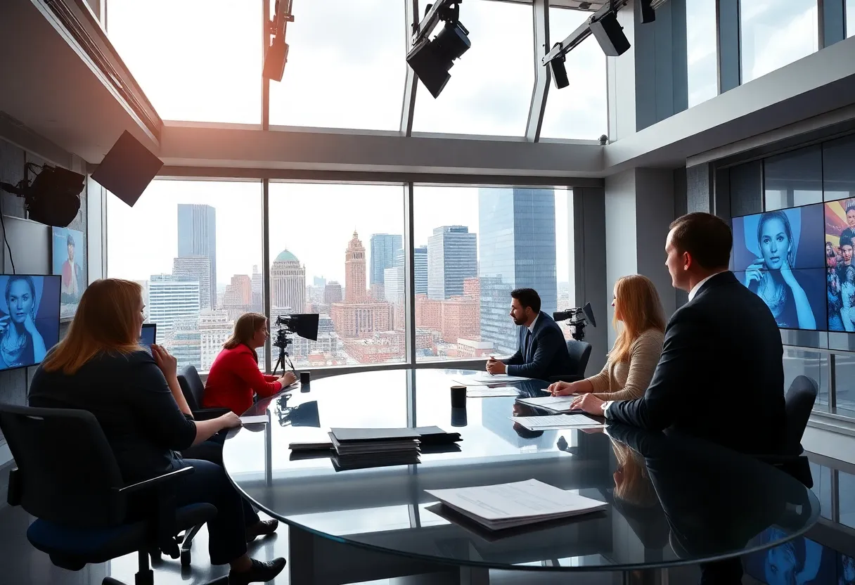 A bustling newsroom representing The Baltimore Banner