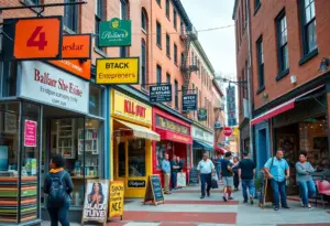 Street scene featuring Black-owned businesses in Baltimore