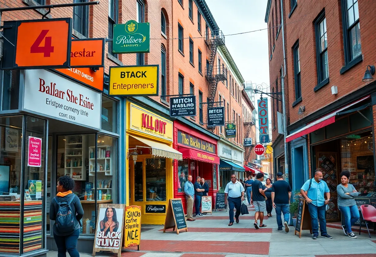 Street scene featuring Black-owned businesses in Baltimore