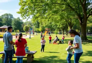 Families enjoying recreational activities in a Baltimore County park