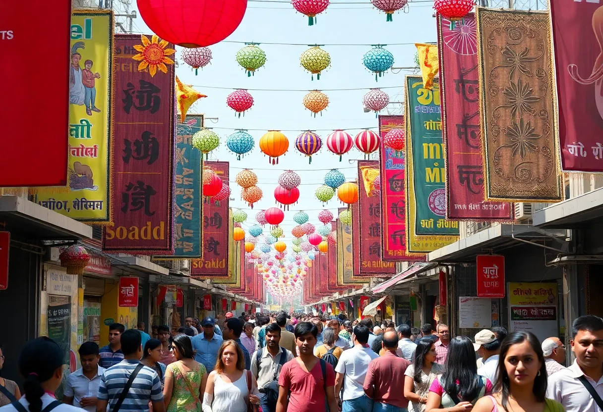 Crowd enjoying Baltimore cultural festival with art installations