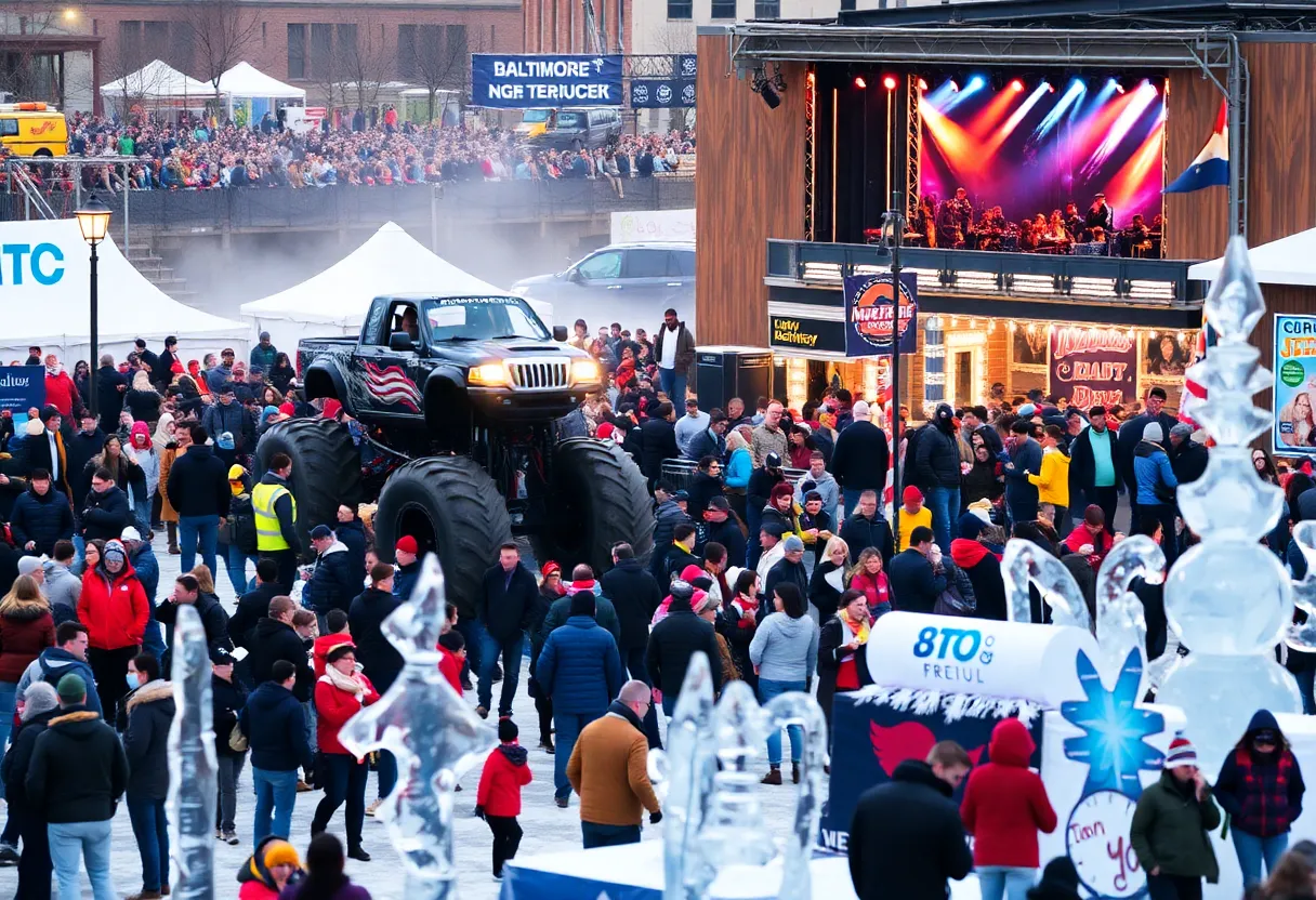 Crowd at various Baltimore events including concerts and winter festivals