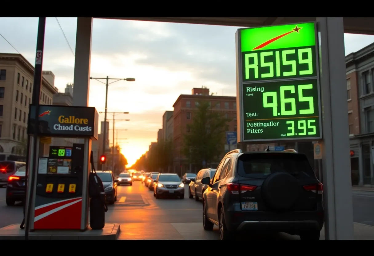 Gas prices displayed at a Baltimore gas station