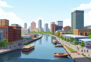 Illustration of the proposed redevelopment at Baltimore's Inner Harbor