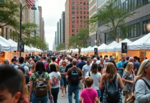 A colorful scene of people participating in community events in Baltimore.