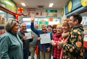 Celebration of local lottery winner in Baltimore County at 7-Eleven