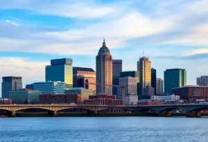 Baltimore city skyline with legal themes