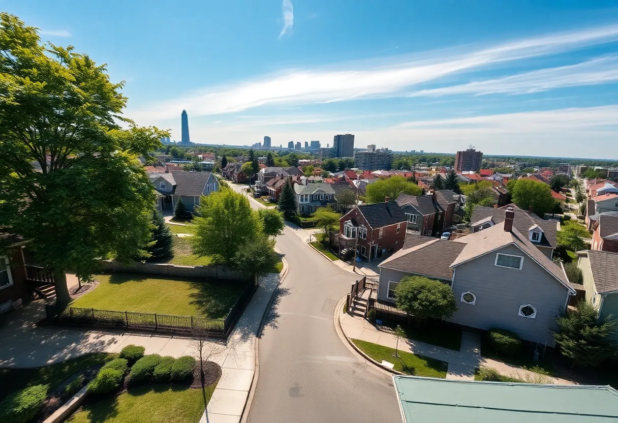 View of Baltimore neighborhood with homes and streets