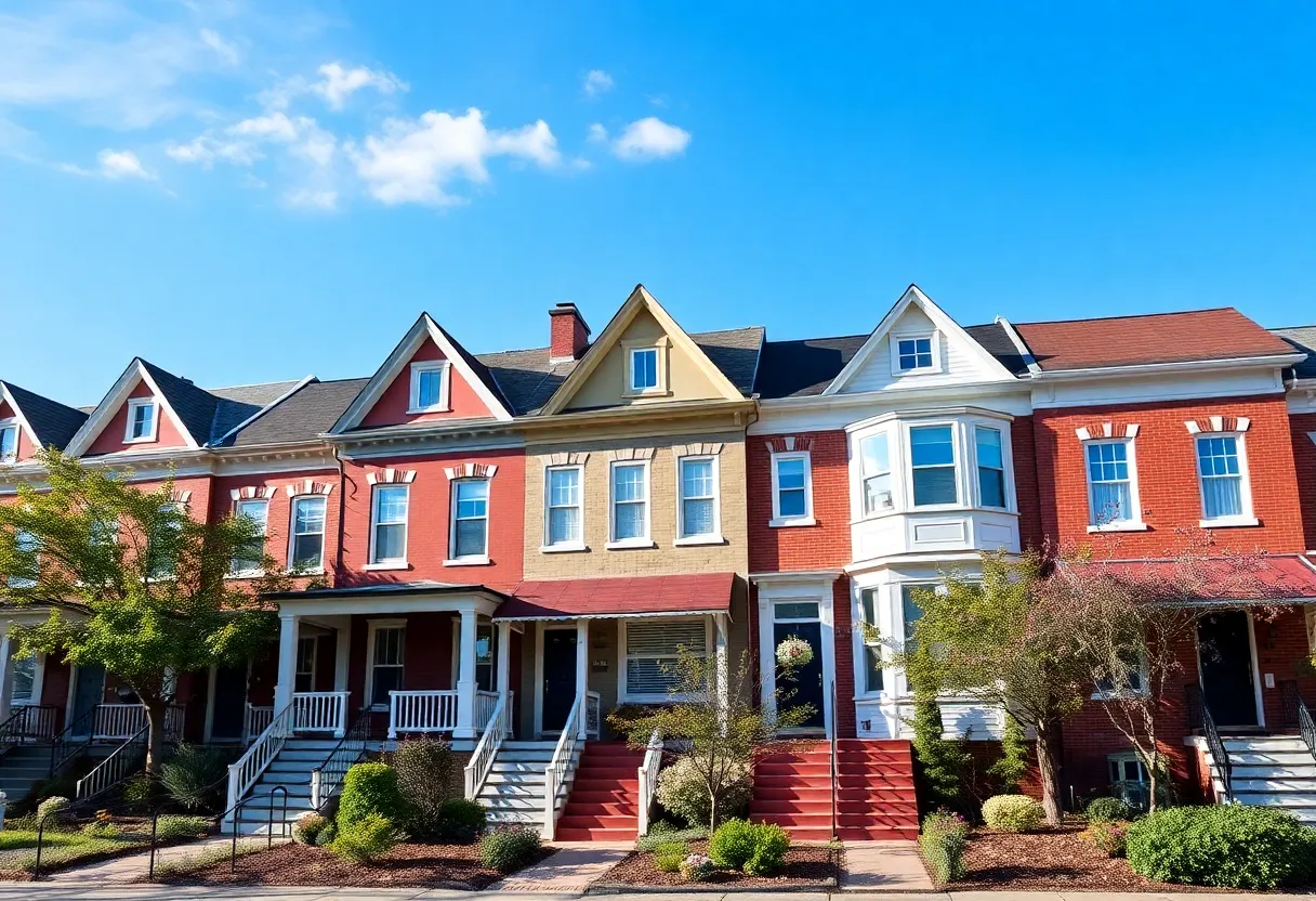 A mix of historic and modern homes in a Baltimore neighborhood.