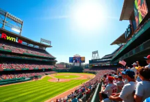 Excited Baltimore Orioles fans in the stadium cheering during a game