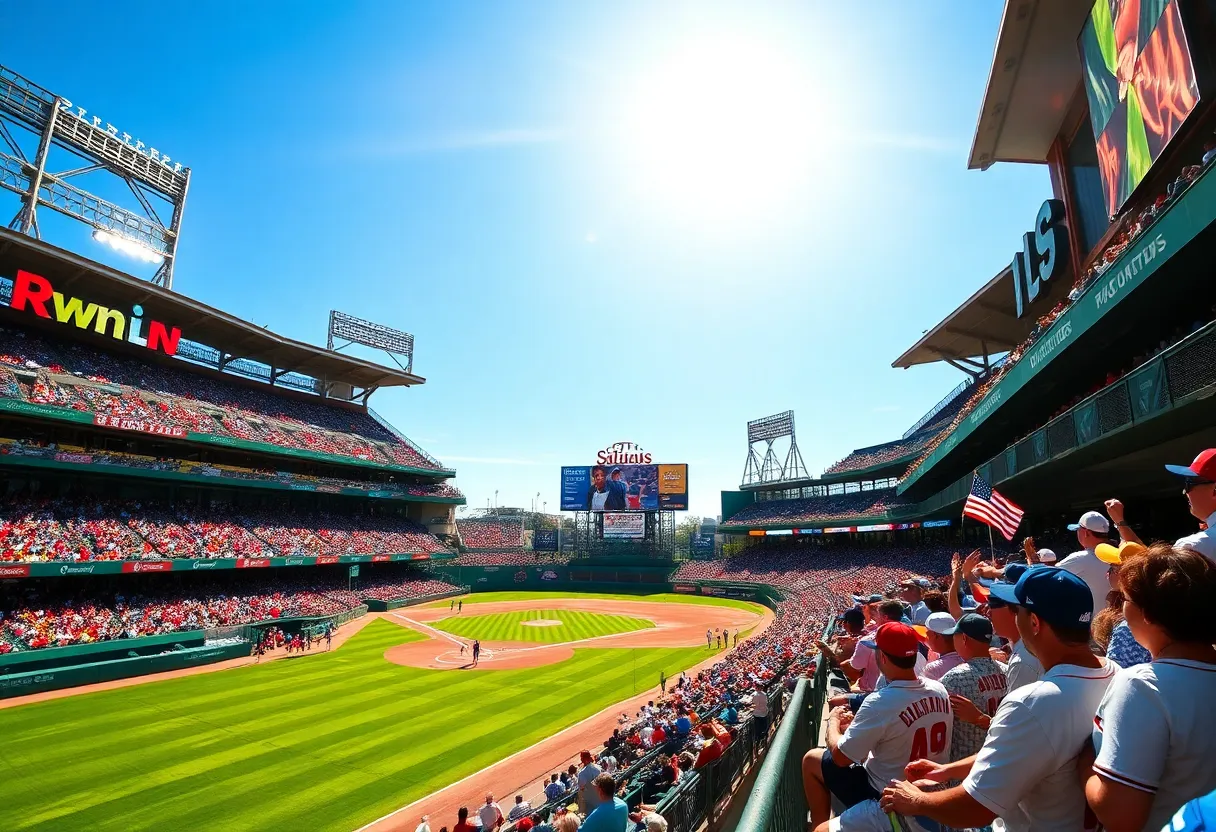 Excited Baltimore Orioles fans in the stadium cheering during a game
