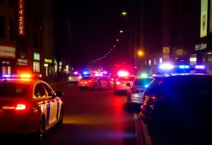 Police cars at an incident scene in Baltimore