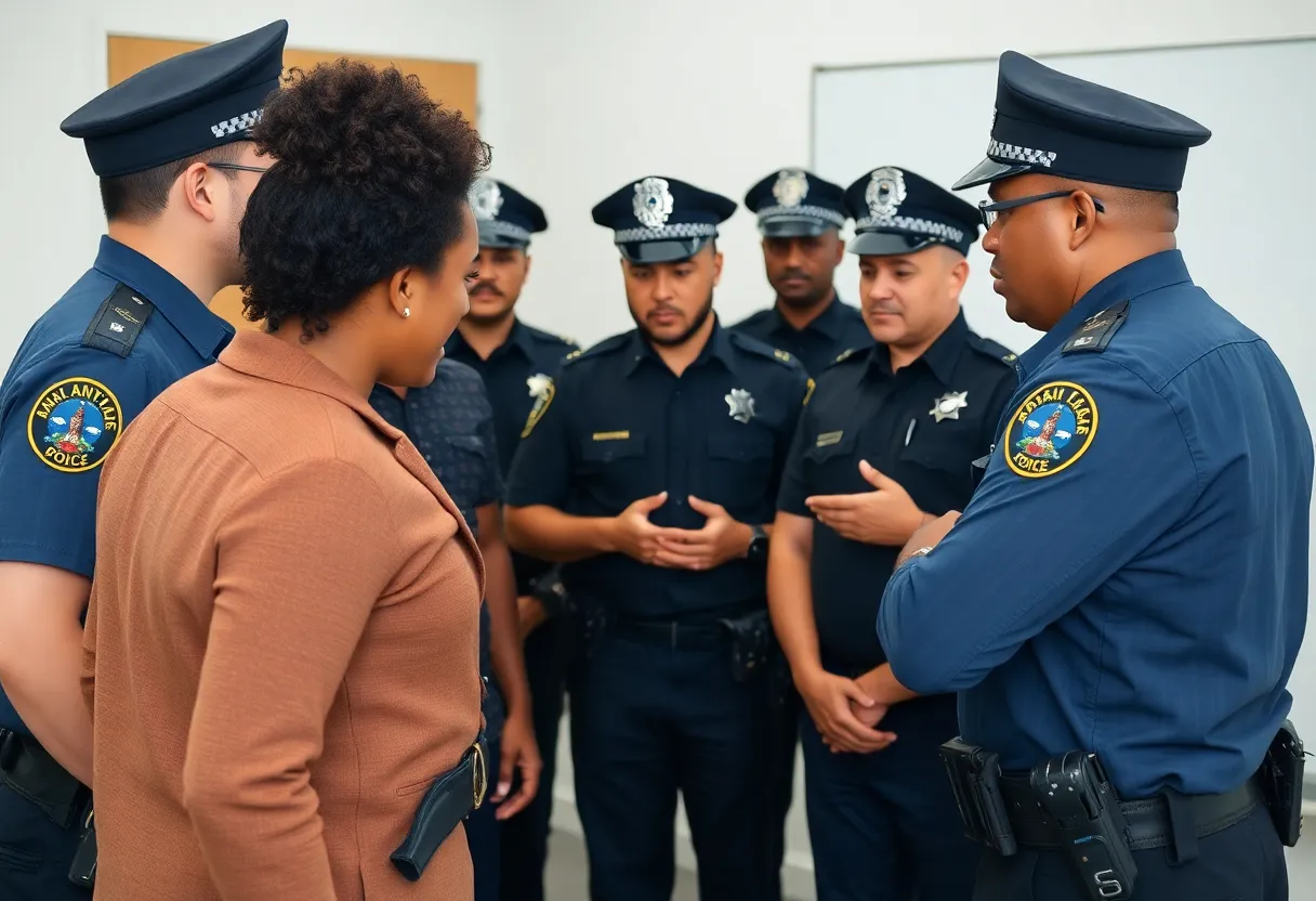 Baltimore police officers engaged in mental health crisis training.