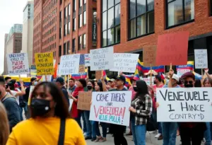 Baltimore residents protesting against U.S. military intervention in Venezuela