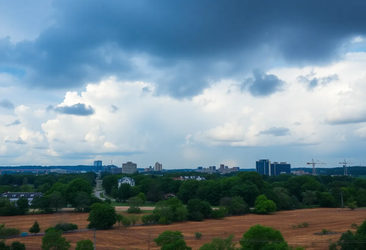 Dark clouds over Baltimore signaling rain showers