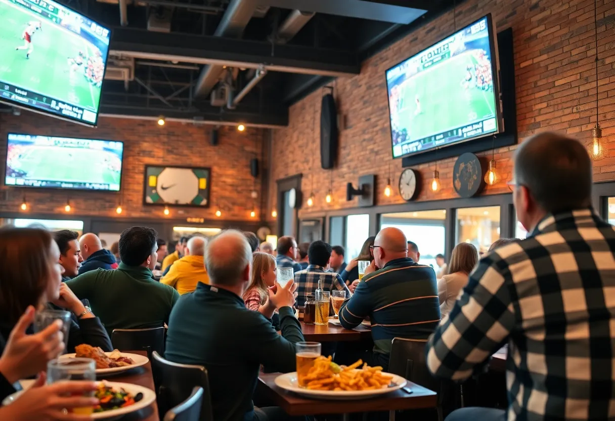 Fans in a Baltimore restaurant watching a football game