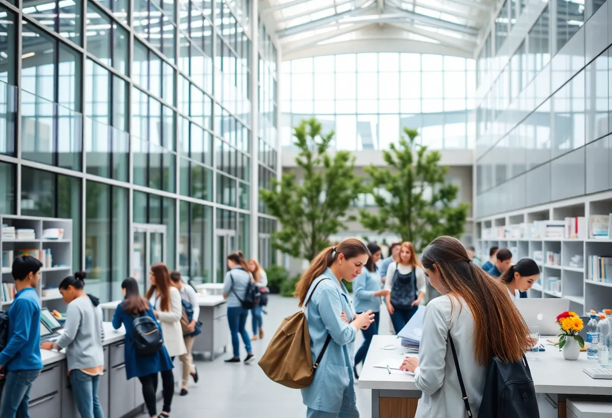 Students at a Baltimore university engaged in science and nursing education.