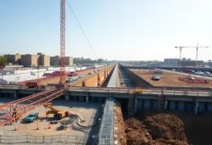 Construction site for water infrastructure in Baltimore with workers