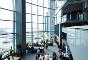 Modern business headquarters in Baltimore's waterfront area