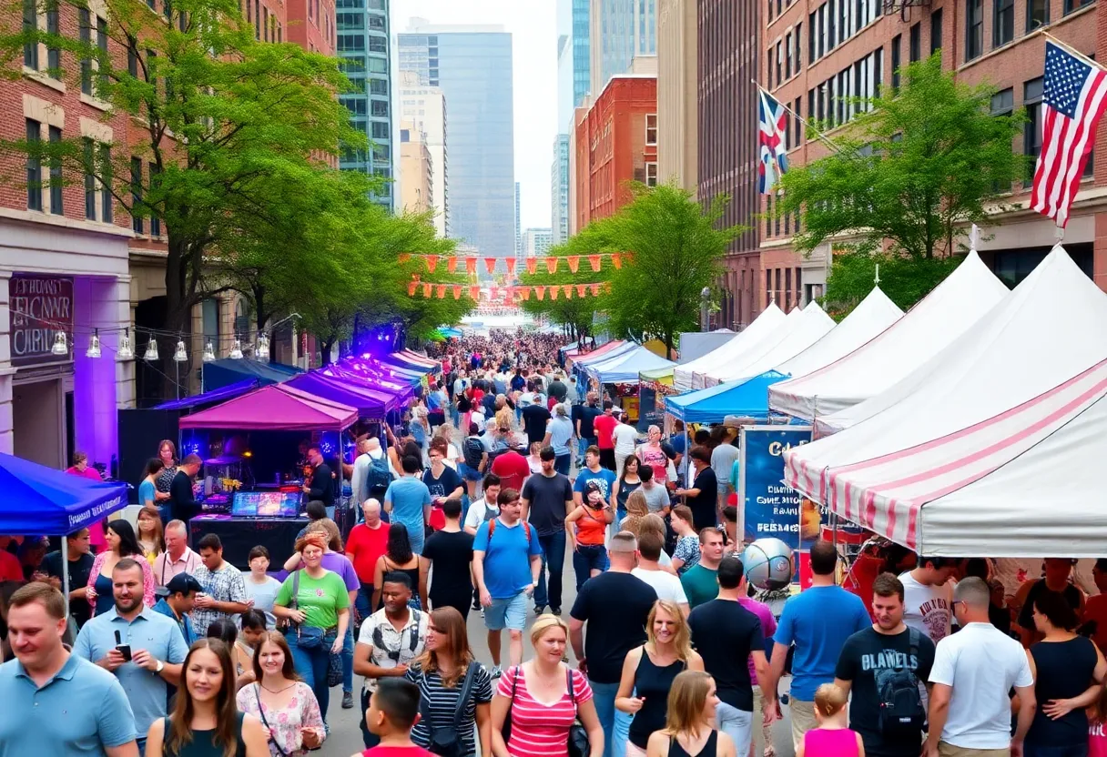 A bustling weekend scene in Baltimore with various events and activities.