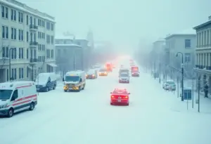 Baltimore city covered in snow during winter storm emergency