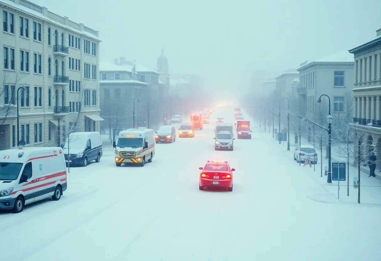 Baltimore city covered in snow during winter storm emergency