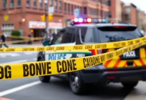 Police car at a crime scene in Baltimore