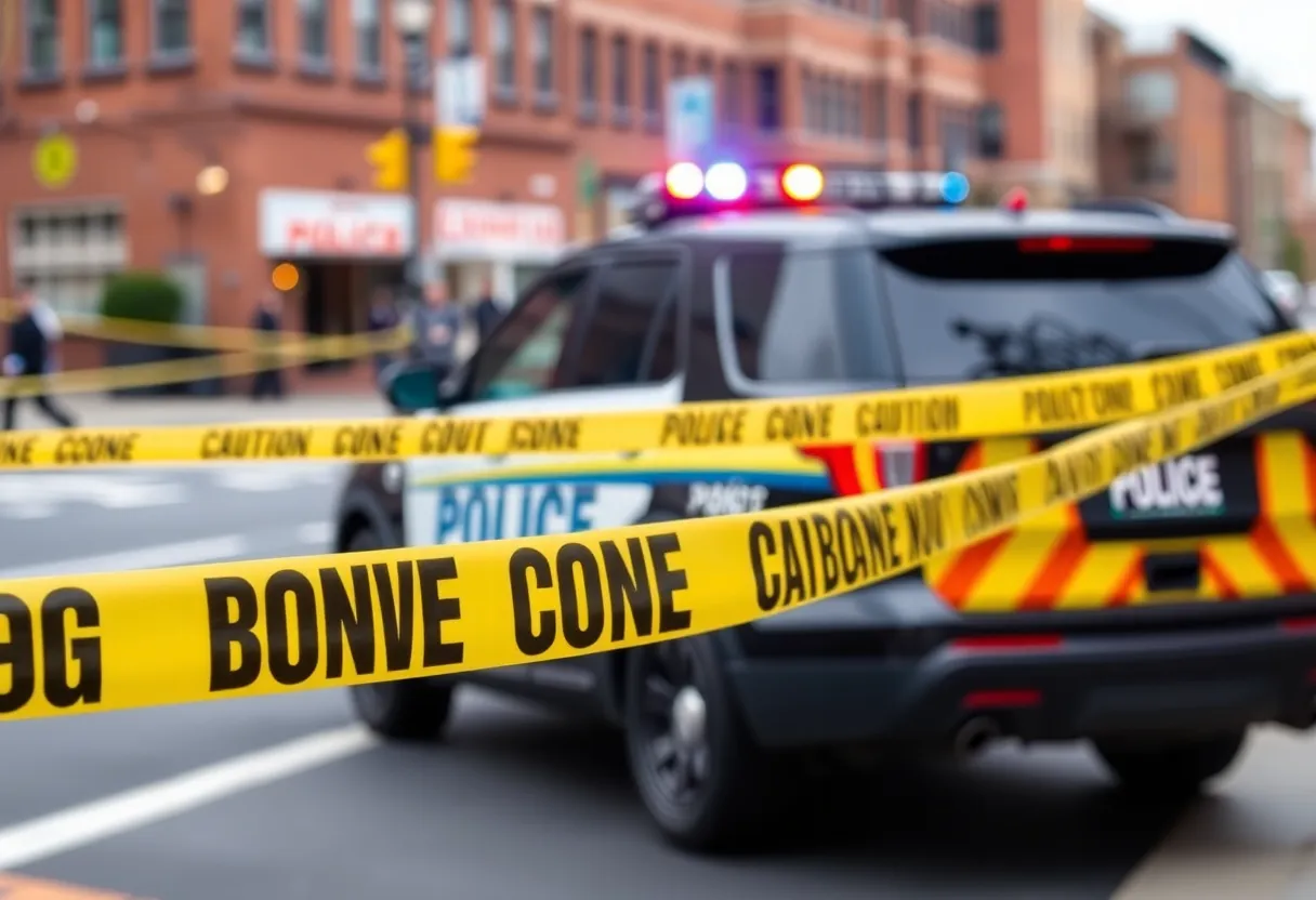 Police car at a crime scene in Baltimore