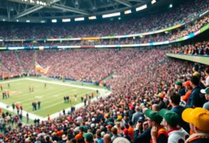 Fans at Baltimore Ravens stadium celebrating a coaching change