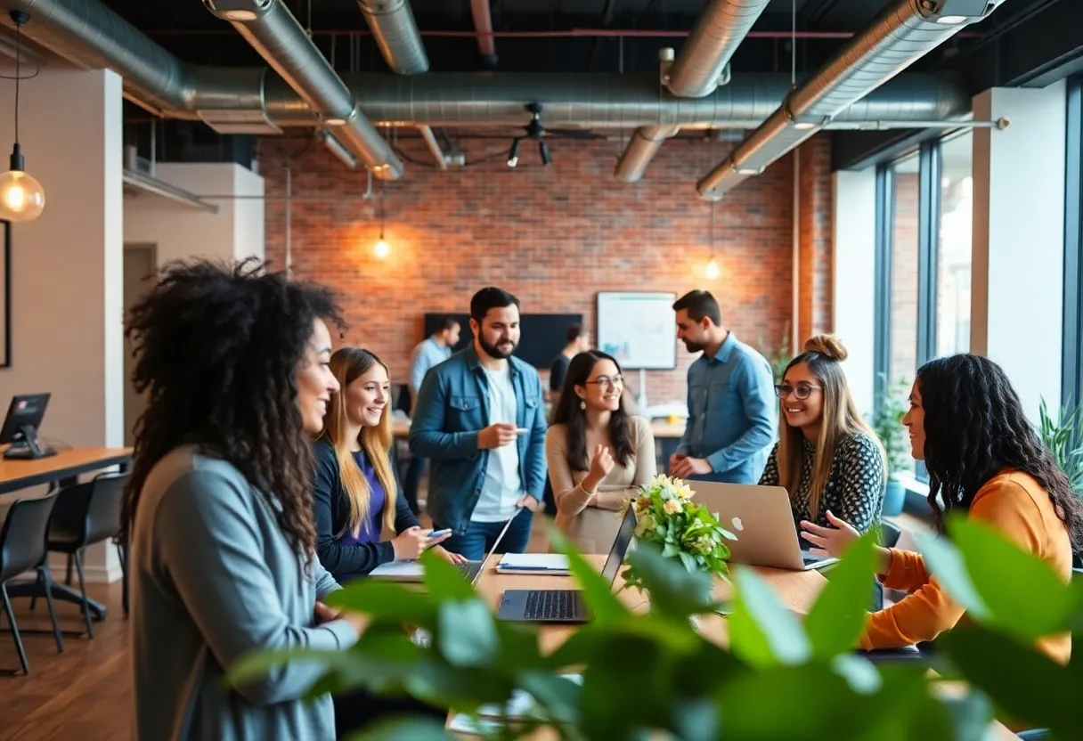 Diverse entrepreneurs collaborating in an accelerator program