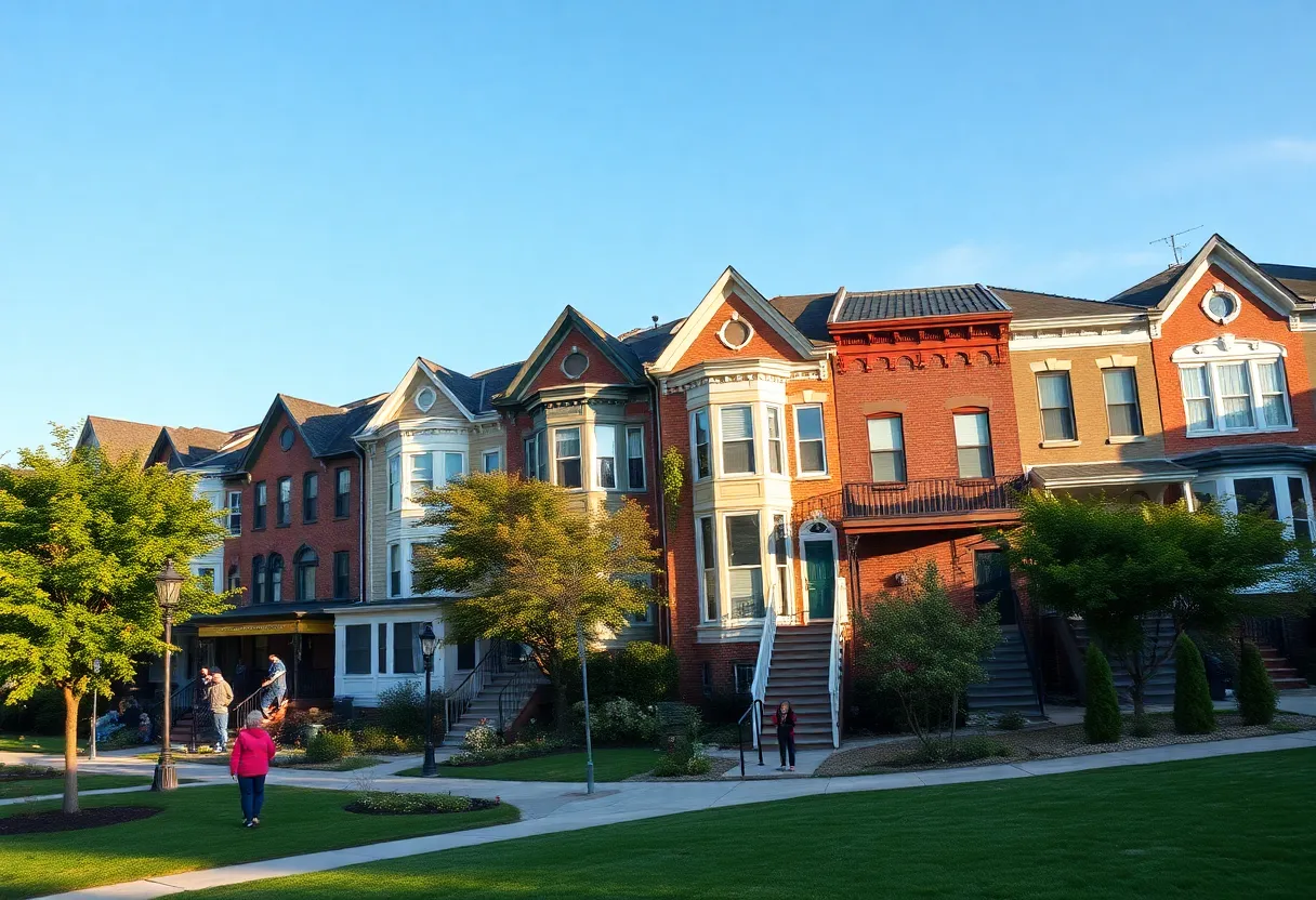 Vibrant neighborhood in Baltimore with diverse homes and parks