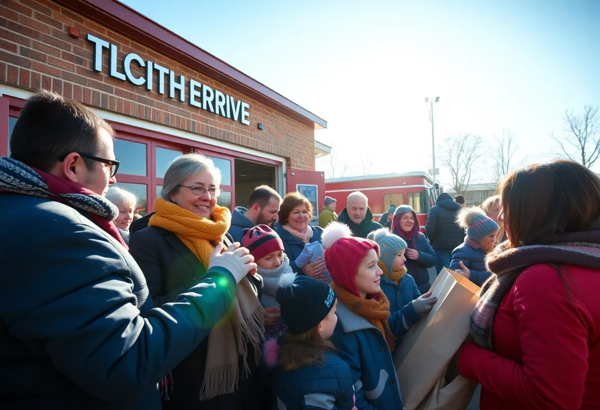 Community members donating warm clothing at Bundle Up Baltimore Clothing Drive