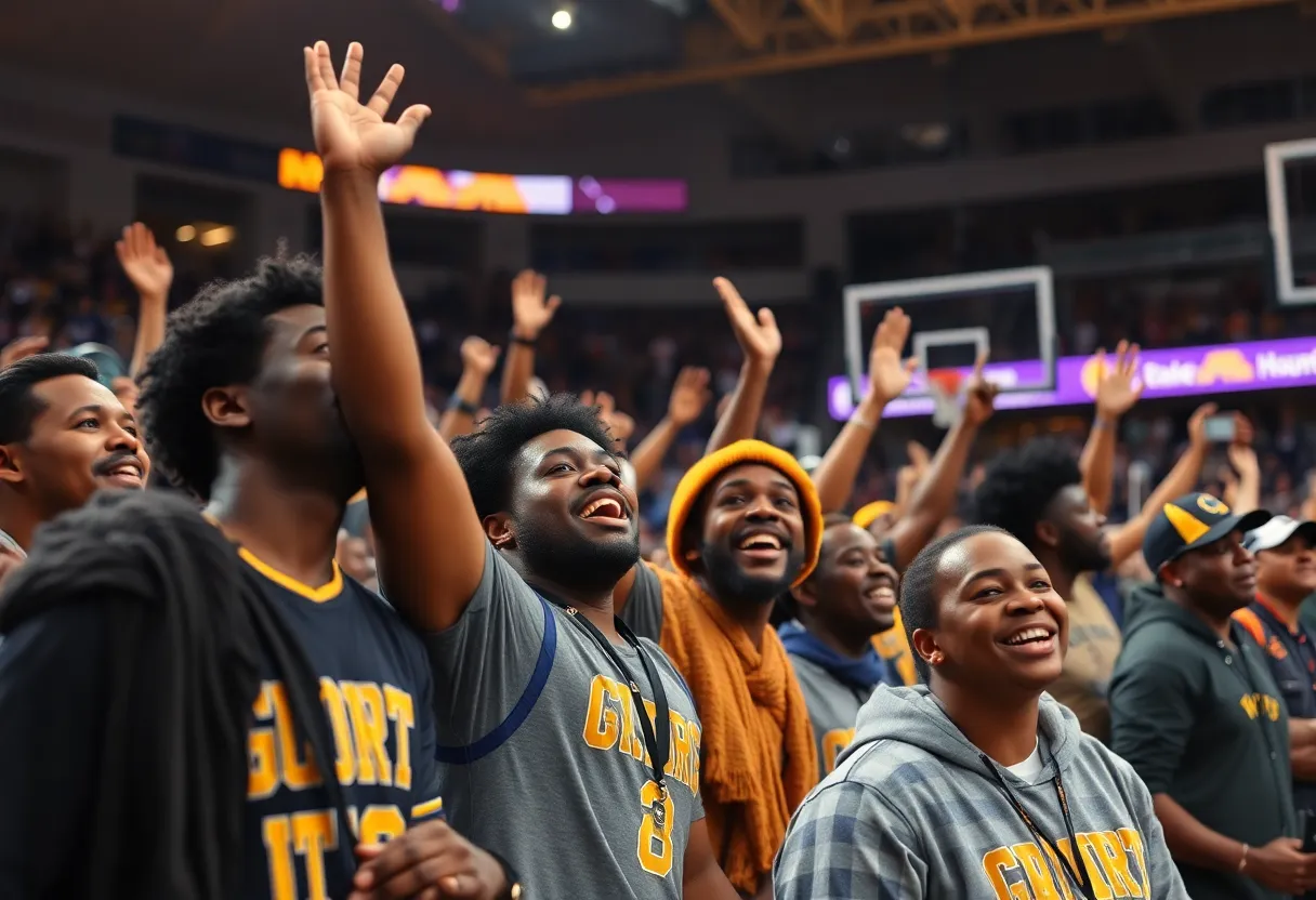 Fans celebrating at the CIAA Basketball Championship